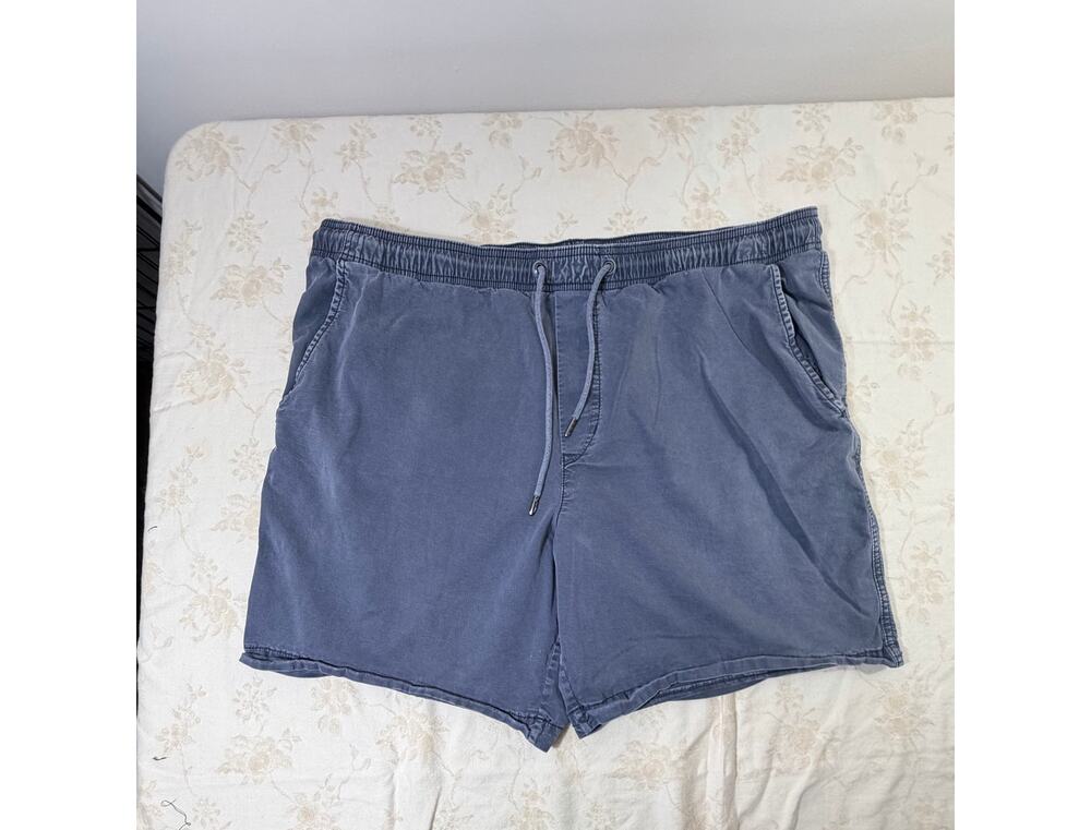 American Eagle Men's Pull On Shorts XL Blue Gray Washed Drawstring Casual